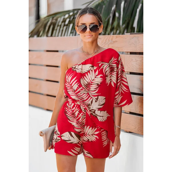 Combishort tropical demi manches jambe droite