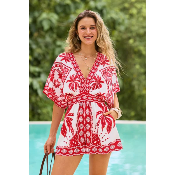 Combishort tropical nouer à la taille