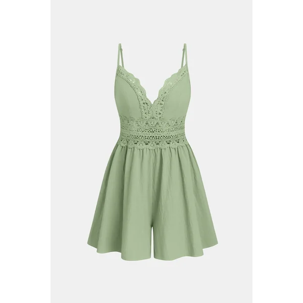 Combishort vert jambe évasée