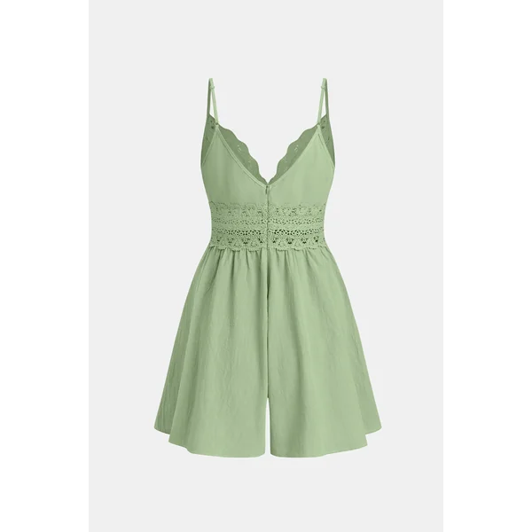 Combishort vert jambe évasée