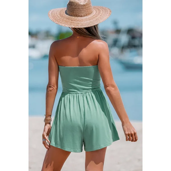 Combishort verte tricot à col droit