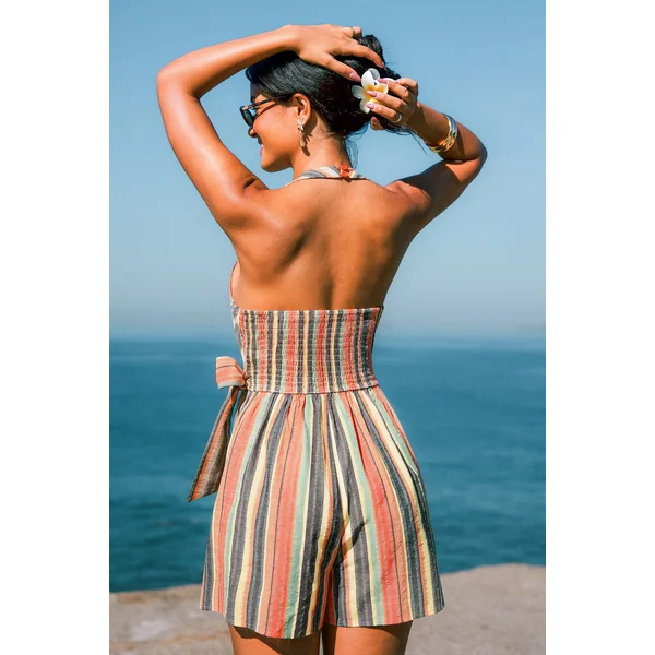 Combishort à rayures multicolore