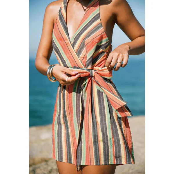 Combishort à rayures multicolore