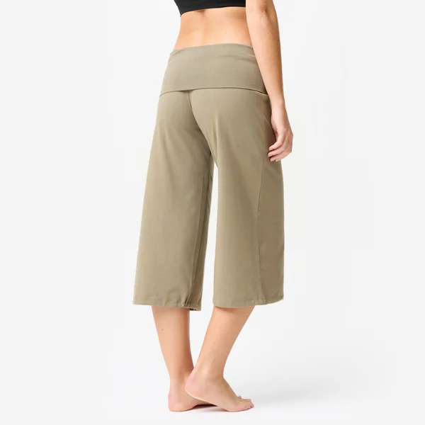 Corsaire de yoga coton taille haute femme, vert sauge