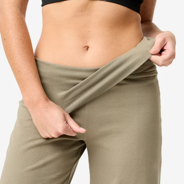 Corsaire de yoga coton taille haute femme, vert sauge
