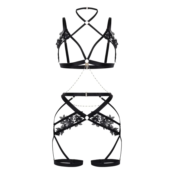 Corset orné d'applications - Noir