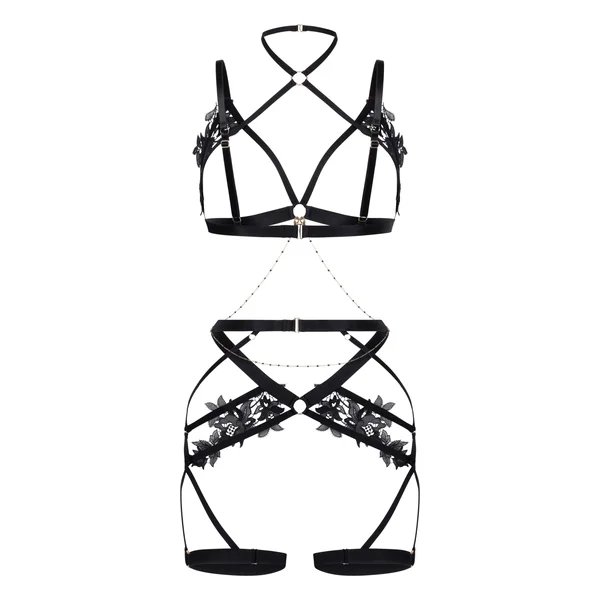 Corset orné d'applications - Noir