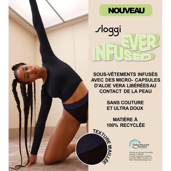 Crop-top infusé à l'Aloe Vera SLOGGI EVER INFUSED Bleu Noir