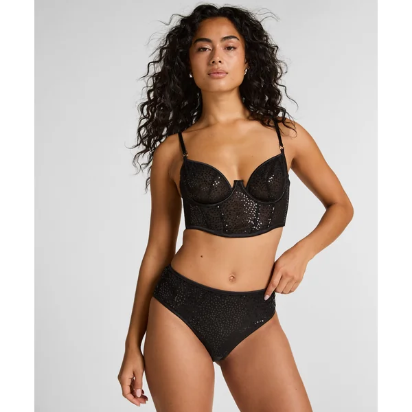 Culotte brésilienne jambe et taille haute Elle - Noir