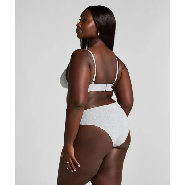 Culotte brésilienne jambe haute coton - Gris