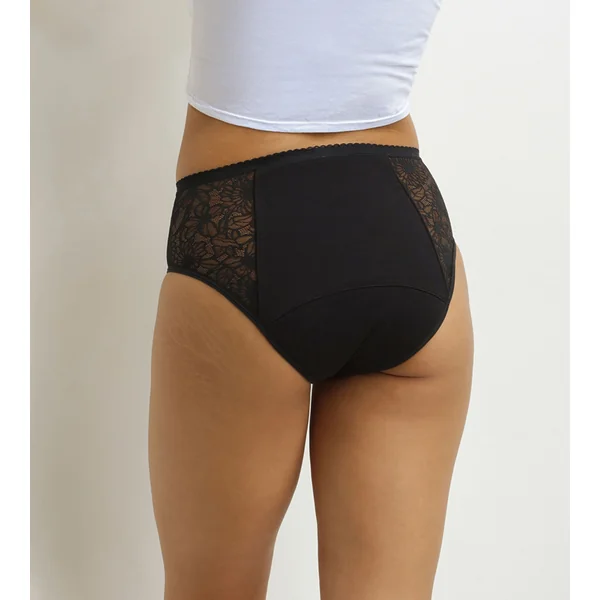 Culotte de règles taille haute flux très abondant noir à fleurs Dim Protect