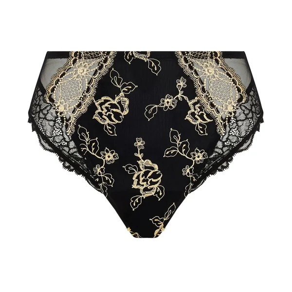 Culotte haute noire et broderie dorée Sublime en Or Noir Éclat