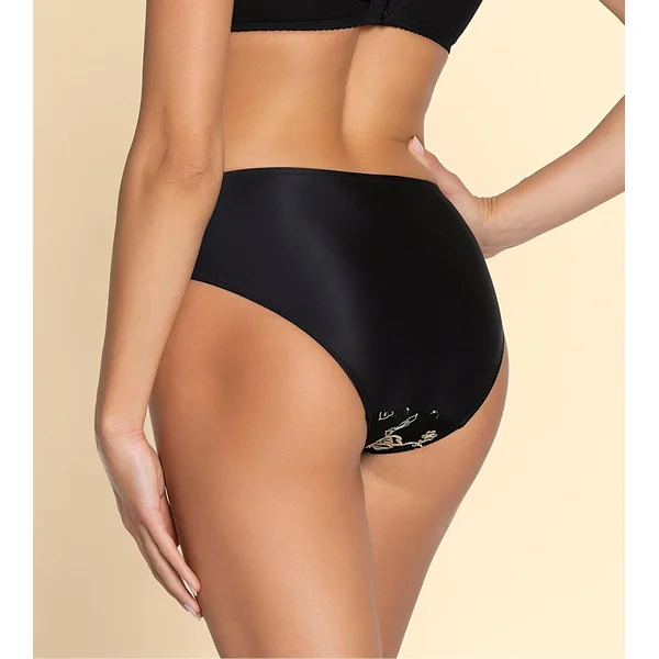 Culotte haute noire et broderie dorée Sublime en Or Noir Éclat