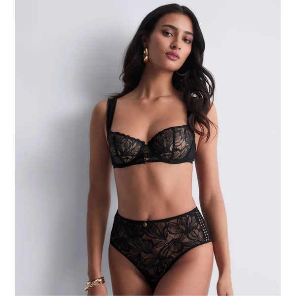 Culotte haute sexy en dentelle noire After Hours