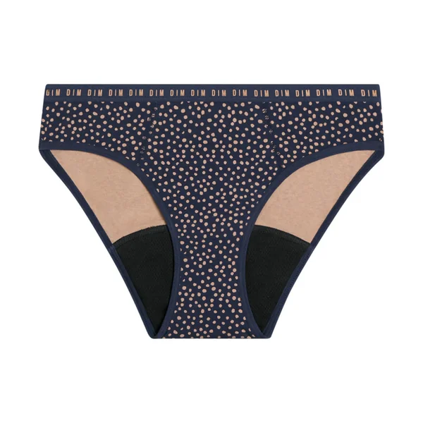 Culotte menstruelle en coton bio et pois Indigo Flux moyen Dim Protect