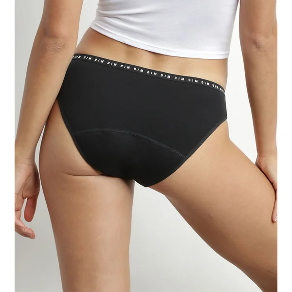 Culotte menstruelle lavable en coton bio noir Flux moyen Dim Protect