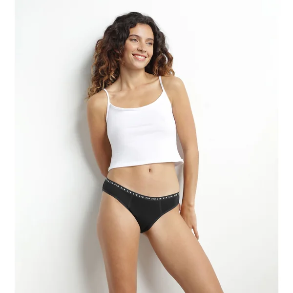 Culotte menstruelle lavable en coton bio noir Flux moyen Dim Protect