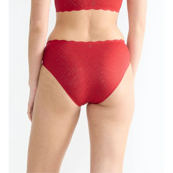 Culotte rouge en dentelle extensible Zero Feel Bliss Shangai Red