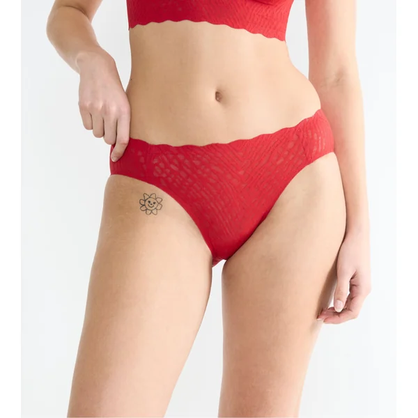 Culotte rouge en dentelle extensible Zero Feel Bliss Shangai Red