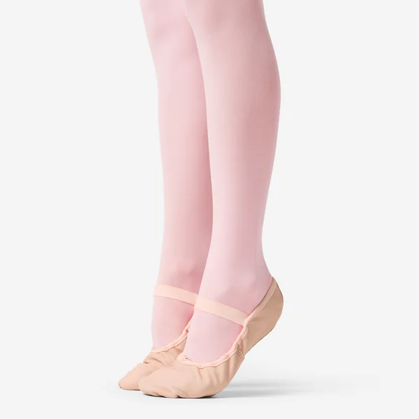Demi-pointes en cuir de danse classique semelle entière enfant, rose