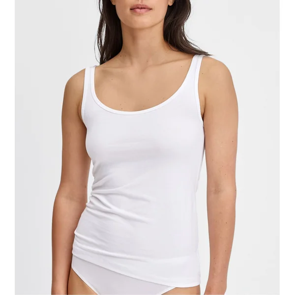 Débardeur blanc femme en coton Essential Cotton