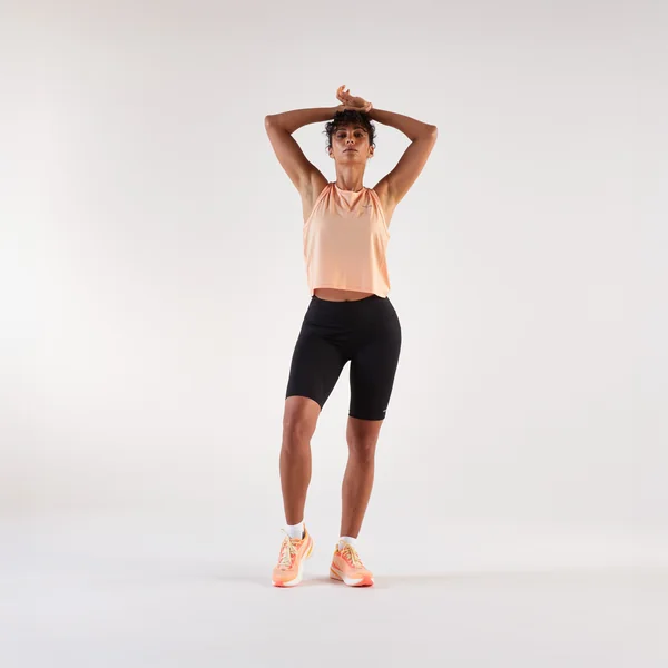 Débardeur court de Running respirant Femme , Kiprun Run 500 orange