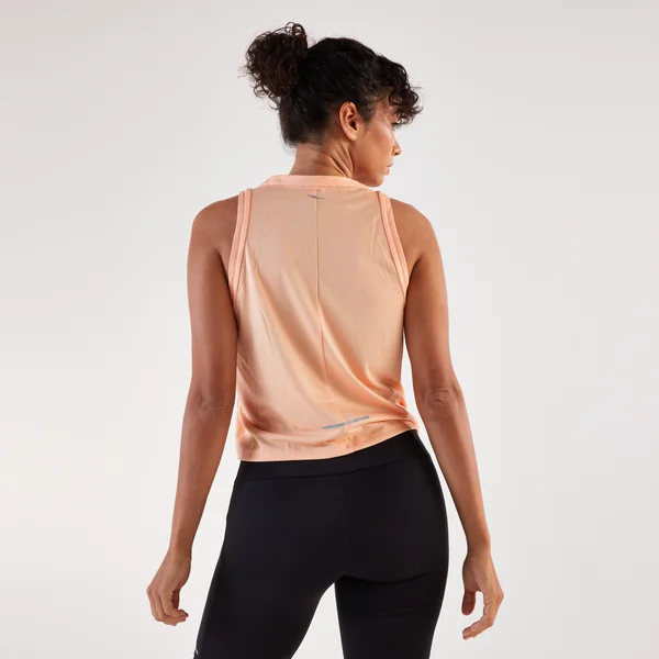 Débardeur court de Running respirant Femme , Kiprun Run 500 orange