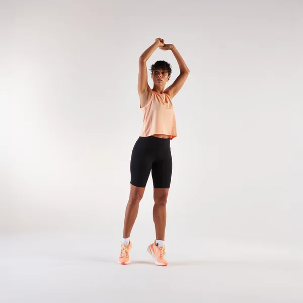 Débardeur court de Running respirant Femme , Kiprun Run 500 orange