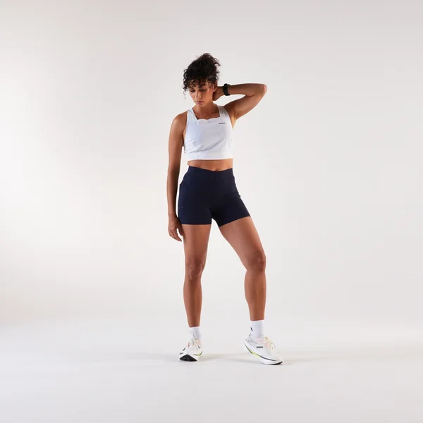 Débardeur de Running Crop top Femme, Kiprun blanc