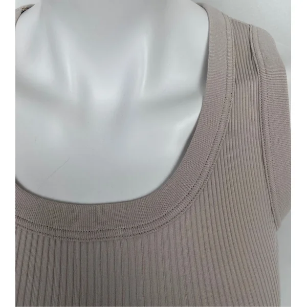Débardeur en coton précieux côtelé Ficelle Beige