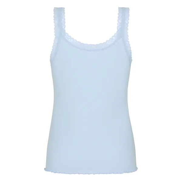 Débardeur en Jersey Côtelé avec Dentelle - Bleu