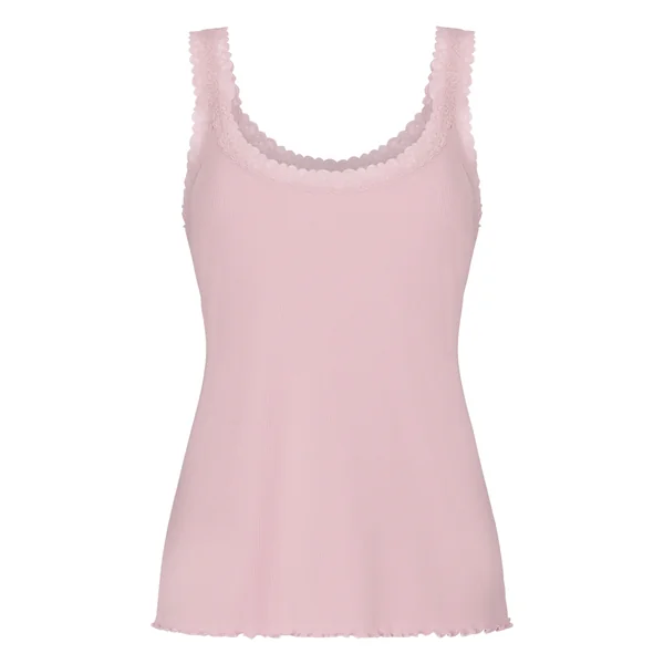 Débardeur en Jersey Côtelé avec Dentelle - Rose