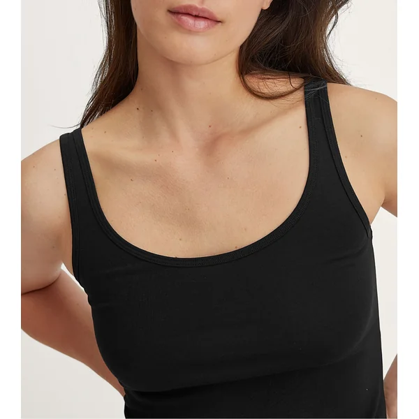 Débardeur noir femme en coton Essential Cotton