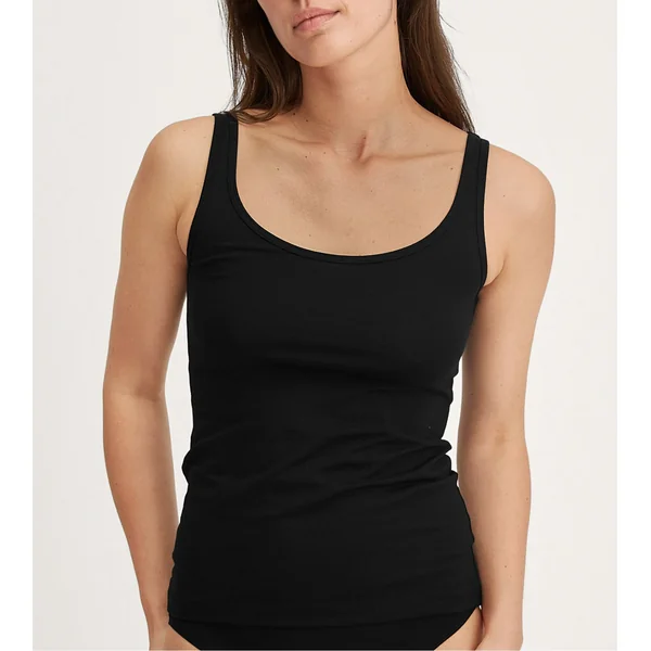 Débardeur noir femme en coton Essential Cotton