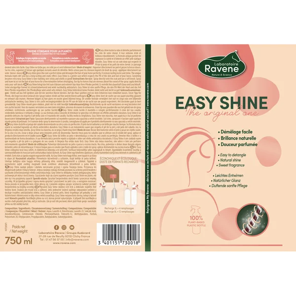 Démêlant lustrant Cheval et Poney - Easyshine 750 ml