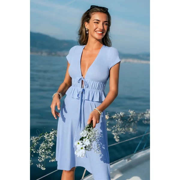 Ensemble cover up bleu courte col plongeant