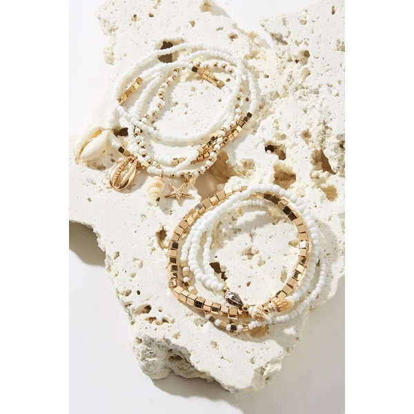 Ensemble de bracelets perles blanches