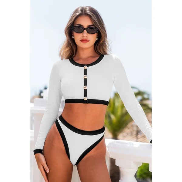 Ensemble de maillot de bain col rond et bas taille moyenne