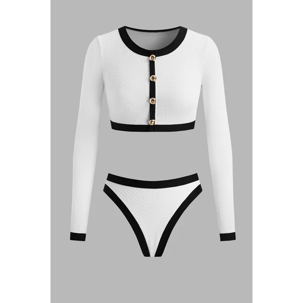 Ensemble de maillot de bain col rond et bas taille moyenne