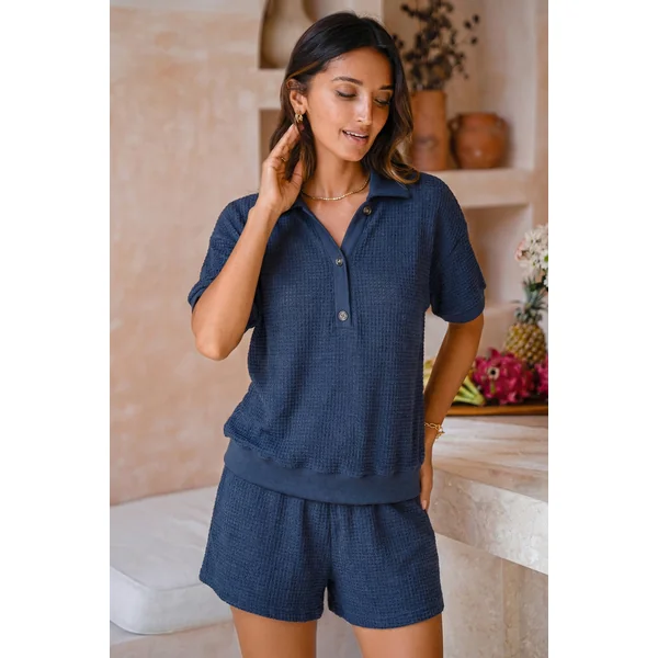Ensemble de pyjama bleu marine manches courtes