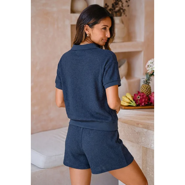 Ensemble de pyjama bleu marine manches courtes