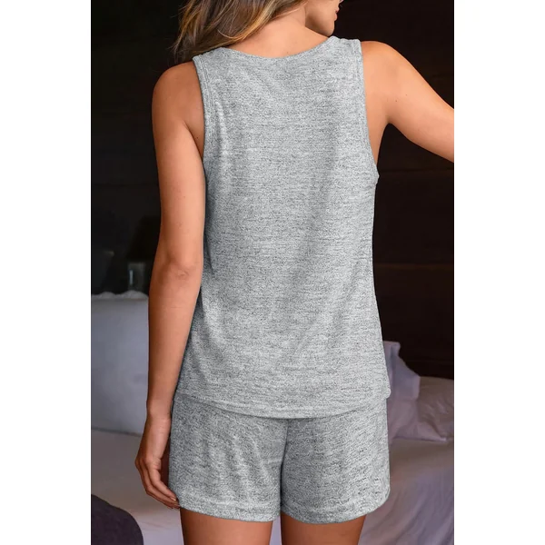 Ensemble de pyjama gris col V haut sans manches