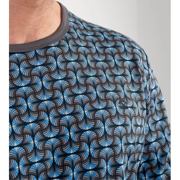 Ensemble de pyjama hiver pour homme Aloys imprimé gris/bleu