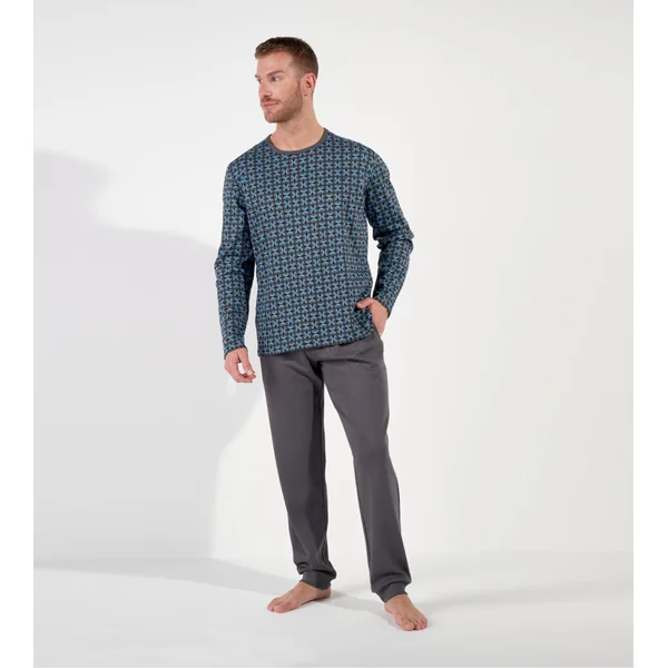 Ensemble de pyjama hiver pour homme Aloys imprimé gris/bleu