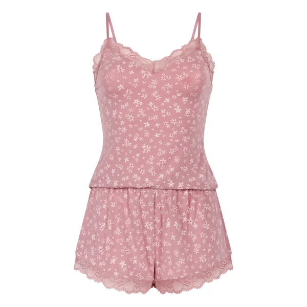 Ensemble de pyjama Jersey avec dentelle - Rose