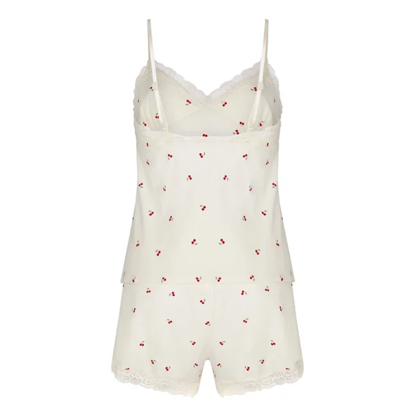 Ensemble Pyjama Jersey Dentelle - Blanc