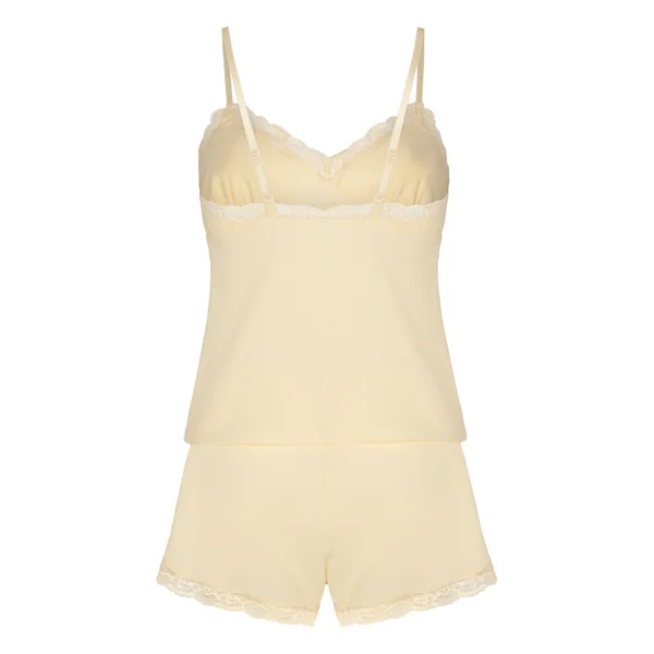 Ensemble Pyjama Jersey Dentelle - Jaune