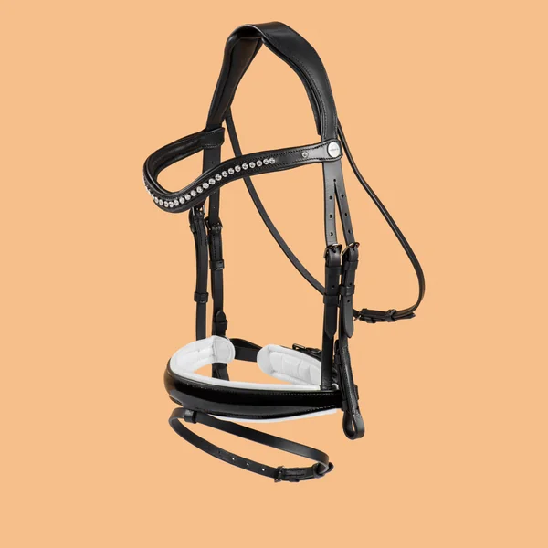 Filet de dressage équitation Cheval et Poney - 900 noir et blanc