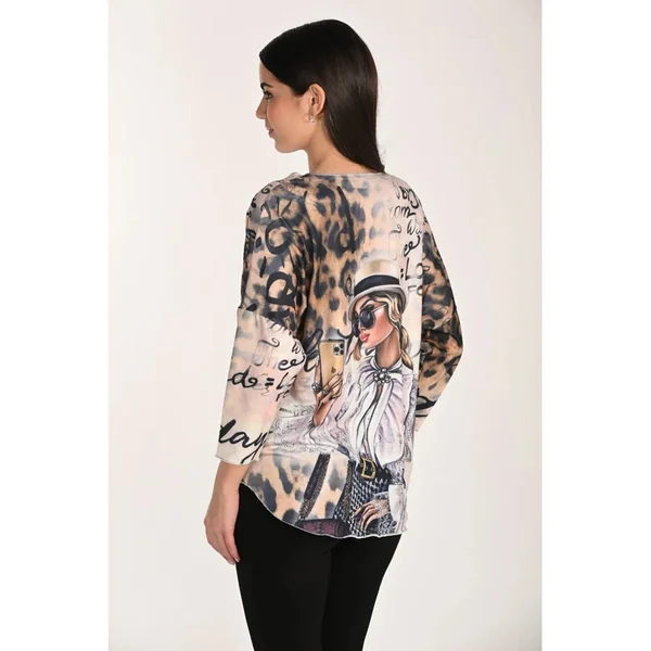 Frank Lyman Design - Chandail en tricot avec manches 3/4 Léopard X-Large