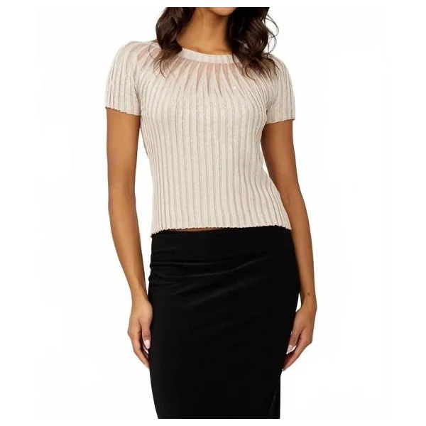 Frank Lyman Design - Chandail en tricot à manches courtes Champagne Medium